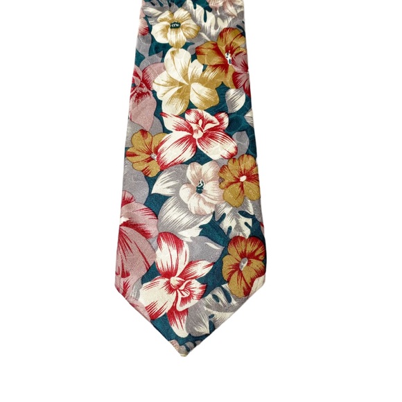 Oscar De La Renta Silk Floral Hawaiian Men’s Tie - Picture 2 of 3